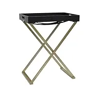 vidaxl table pliable table basse table d'appoint bout de canapé meuble de salon salle de séjour jardin extérieur doré et noir 48x34x61 cm mdf