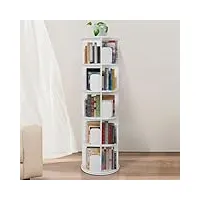 nisorpa bibliothèque rotative à 5 niveaux - rotation à 360° - Étagère solide empilable avec plancher cloisonné - pour chambre à coucher, salon, bureau, blanc