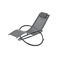[en.casa] fauteuil de jardin à bascule bain de soleil avec repose-tête capacité de charge 150 kg aluminium textile 166 x 74 x 86 cm gris foncé