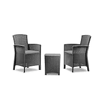 bica lido terrace ensemble de meubles d'extérieur 2 fauteuils, table et coussins pour l'assise graphite