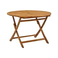 vidaxl bois d'acacia massif table pliable de jardin table de salle à manger d'extérieur meuble de patio table à dîner de terrasse 110 cm
