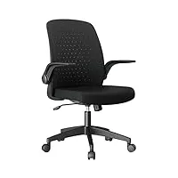 dripex chaise de bureau ergonomique avec accoudoirs pliables, fauteuil de bureau avec accoudoirs relevables, siège pivotant à 360° en maille respirante pour petite bureau à domicile - noir