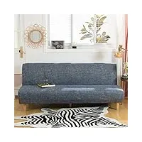 housse de canapé-lit futon sans accoudoirs – antidérapante, pliable, extensible, sans accoudoirs, housse de protection pour canapé de 2 à 3 places sans accoudoirs (lin bleu)