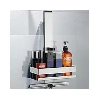 cooeco etagere douche suspendue – etagere salle de bain en acier inoxydable pour suspendre la paroi, panier avec crochet pour porte en verre sans cadre