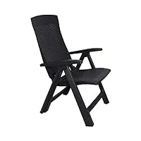 dmora fauteuil pliant multi-positions aspect rotin-fabriqué en italie-59 x 67 x 106 cm-anthracite, polypropylène