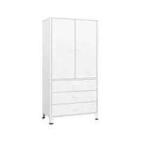 vidaxl garde-robe industrielle armoire à vêtements organisateur armoire de rangement chambre à coucher maison intérieur blanc 90x50x180 cm métal