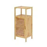 sogesfurniture meuble de rangement en bambou, armoire de salle de bain avec Étagère et 1 portes à persiennes, pour salle à manger, salon, cuisine, 36 x 32.5 x 85 cm
