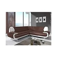 deco in paris canapé d'angle design marron et blanc marita xl 216x87x89x216cm