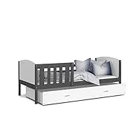 lit enfant tami 90x190 (sans matelas) gris - blanc livré avec le sommiers et tiroir.