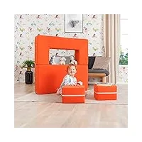 innocent kidoo® canapé 4 en 1 pour enfant orange | kit d'escalade et d'éveil | blocs de jeu d'activité pour canapé, matelas | chaise longue pliable | ensemble de 4 pièces léger et interactif coloré