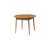 nordic story table de salle à manger ronde en bois massif chêne 100 x 100 cm, idéale pour cuisine salon réduit, meubles style nordique scandinave, couleur chêne naturel