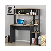 homidea olivia bureau pour ordinateur - table de travail avec étagères et porte au design moderne pour le salon, le bureau ou une chambre d'enfants (olivia - antrachite)