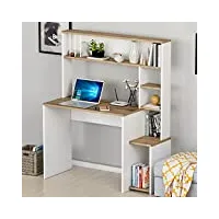 homidea olivia bureau pour ordinateur - table de travail avec étagères et porte au design moderne pour le salon, le bureau ou une chambre d'enfants (olivia - blanc)