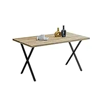 ofcasa table de salle à manger avec pieds en métal en forme de x - table rectangulaire en bois industriel - table de cuisine 4-6 places - pour salle à manger, cuisine, restaurant, extérieur - 140 cm