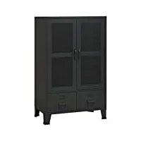 vidaxl coffre de rangement industriel armoire de rangement Étagère stockage meuble de bureau maison intérieur noir 70x40x115 cm métal