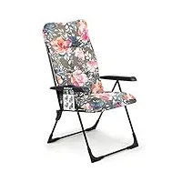 kadax fauteuil de jardin avec dossier réglable, chaise relax en acier revêtu par pulvérisation, chaise pliante avec capacité de charge jusqu'à 110 kg, chaise longue de jardin (s carré, gris/rose)