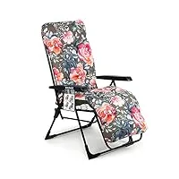 kadax fauteuil de jardin avec dossier réglable, chaise relax en acier revêtu par pulvérisation, pliable avec capacité de charge jusqu'à 110 kg, chaise longue de jardin avec (l carré, gris/rose)