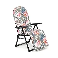 kadax fauteuil de jardin, à dossier réglable, pour relaxation, en acier revêtu par pulvérisation, pliant, avec capacité de charge jusqu'à 110 kg, avec coussin, gris/rose, taille m ovale