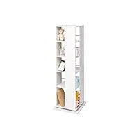 iris ohyama, bibliothèque rotative a 360 °, etagère tournante, meuble pivotant, 5 niveaux, peu encombrant, stable, bureau, chambre, salon - revolving book shelf rbs 5s - chêne blanc