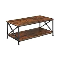 tectake table basse industrielle table de salon table de rangement table de canapé – diverses couleurs (bois foncé style industriel)