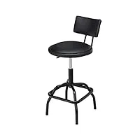 costway tabouret de bar en cuir, chaise de bar avec dossier rembourré, chaise haute avec repose-pieds, pivotant sur 360°, hauteur réglable (62-73cm), pour bars, cuisines et cafés, noir