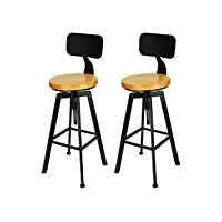 2 pièces tabouret de bar style industriel tabouret de cuisine hauteur réglable petit déjeuner tabouret de bar en bois métal chaises de bar