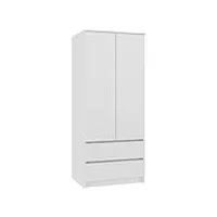 adgo ss-90 - armoire haute - 180 x 90 x 50 cm - 2 portes et 2 tiroirs - armoire polyvalente - pour chambre à coucher - armoire polyvalente (expédiée en 2 paquets) (blanc)