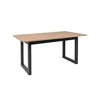 homestyle4u 2127 table de salle à manger extensible en bois massif naturel avec patins noirs 90 x 160 x 200 cm