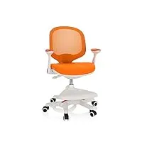 hjh office 736418 chaise pour des enfants kid ergo tissu/tissu orange maille repose-pieds pratiquement réglable en hauteur, pivotant