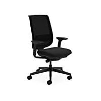 steelcase reply air, chaise de bureau ergonomique avec accotoirs réglables en hauteur et soutien lombaire onyx/black
