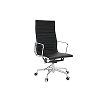 dabudae fauteuil de bureau ea48a, haut, aluminium, cuir noir