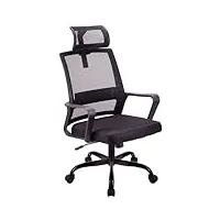t-three.fauteuil de bureau ergonomique en maille soutien lombaire appui-tête réglable hauteur réglable fonction de basculement pivotant à 360° dossier en maille pour le bureau à domicile(noir)