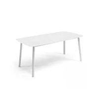 oviala table de jardin rectangulaire en aluminium et pierre frittée blanc