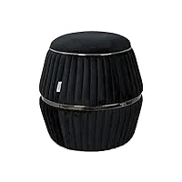 qiyano pouf pouf en velours doux en forme de cylindre noir avec surpiqûres et imitation cuir graphite hauteur env. 52 cm diamètre env. 53 cm noir