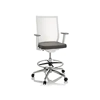 hjh office 657667 chaise de travail en maille aspen work w tabouret avec repose-pieds réglable en hauteur, gris/blanc