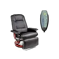 cherbowing fauteuil de relaxation électrique pivotant à 360° en polyuréthane inclinable à 150° avec repose-pieds pour salon et bureau fauteuil de massage avec fonction massage (noir)
