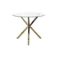 table à manger ronde glamour et moderne ⌀ 90 cm 4 places en mdf plateau doré savoni
