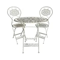 l'héritier du temps salon de jardin margot salon de thé bistrot 1 table 2 chaises pliables en fonte blanche