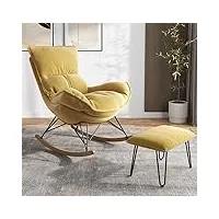 chaise à bascule nordique de luxe (velours jaune)