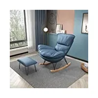fauteuil à bascule nordique de luxe (cuir bleu)