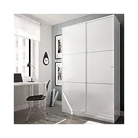 dansmamaison armoire coulissante 2 portes blanc - rafu - l 120 x l 50 x h 200 cm