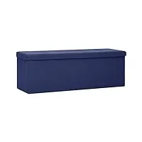 vidaxl banc de rangement pliable conteneur de stockage coffre de rangement de salon salle de séjour entrée maison intérieur bleu faux lin