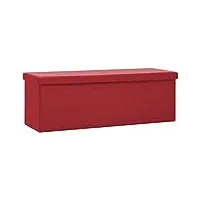 vidaxl banc de rangement pliable conteneur de stockage coffre de rangement de salon salle de séjour entrée maison intérieur rouge bordeaux pvc