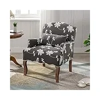 wahson fauteuil, fauteuils de salon en baroque fauteuil salon confortable avec pieds en bois, fauteuil cabriolet en lin, fauteuil crapaud pour salon et chambre, gris