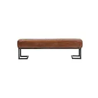 made in meubles banc d'entrée en cuir brun jamy - assise - banc 36 x 144 x 42 cm