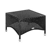 stilista table d'appoint carrée en verre plateau de table en poly rotin, choix de modèles et de couleurs - 58 x 58 cm noir