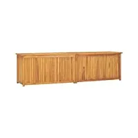 canditree large coffre de rangement extérieur en bois de teck massif, coffre à coussin rectangulaire pour jardin balcon (200x50x53 cm)