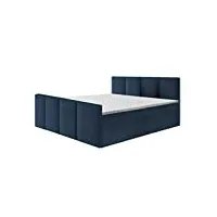 generisch kronos 09 lit à sommier tapissier moderne star avec pieds de lit dans la chambre à coucher, lit double, coffre de lit (160 x 200 cm, bleu foncé – kronos 09)
