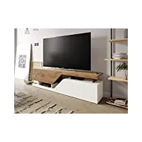 best mobilier - pitt - meuble tv - 160 cm - style industriel - bois/blanc
