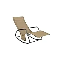 sobuy ogs47-ka fauteuil à bascule transat de relaxation chaise longue bain de soleil rocking chair – avec pochette latérale et repose-pieds – charge max 120 kg